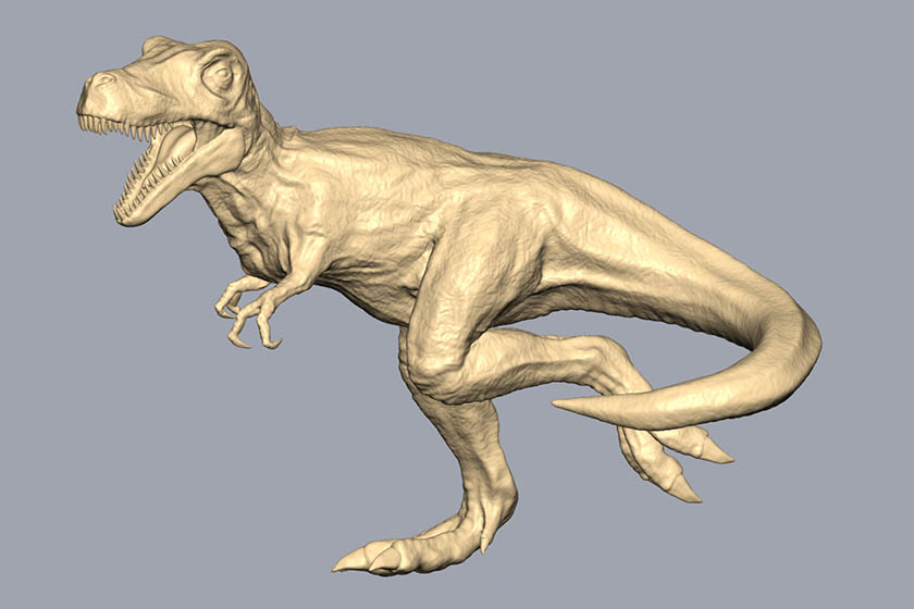 恐竜のスケッチを3Dデータ化したもの。